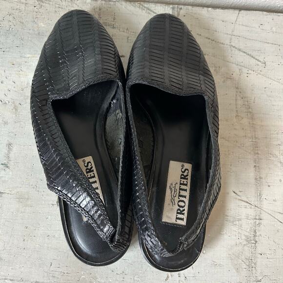 Vintage Trotters sling back mules leather weave 90s Lagenlook Cottagecore 9 wide - Picture 9 of 12